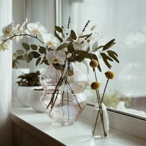 Arreglo de orquídeas blancas en un interior elegante